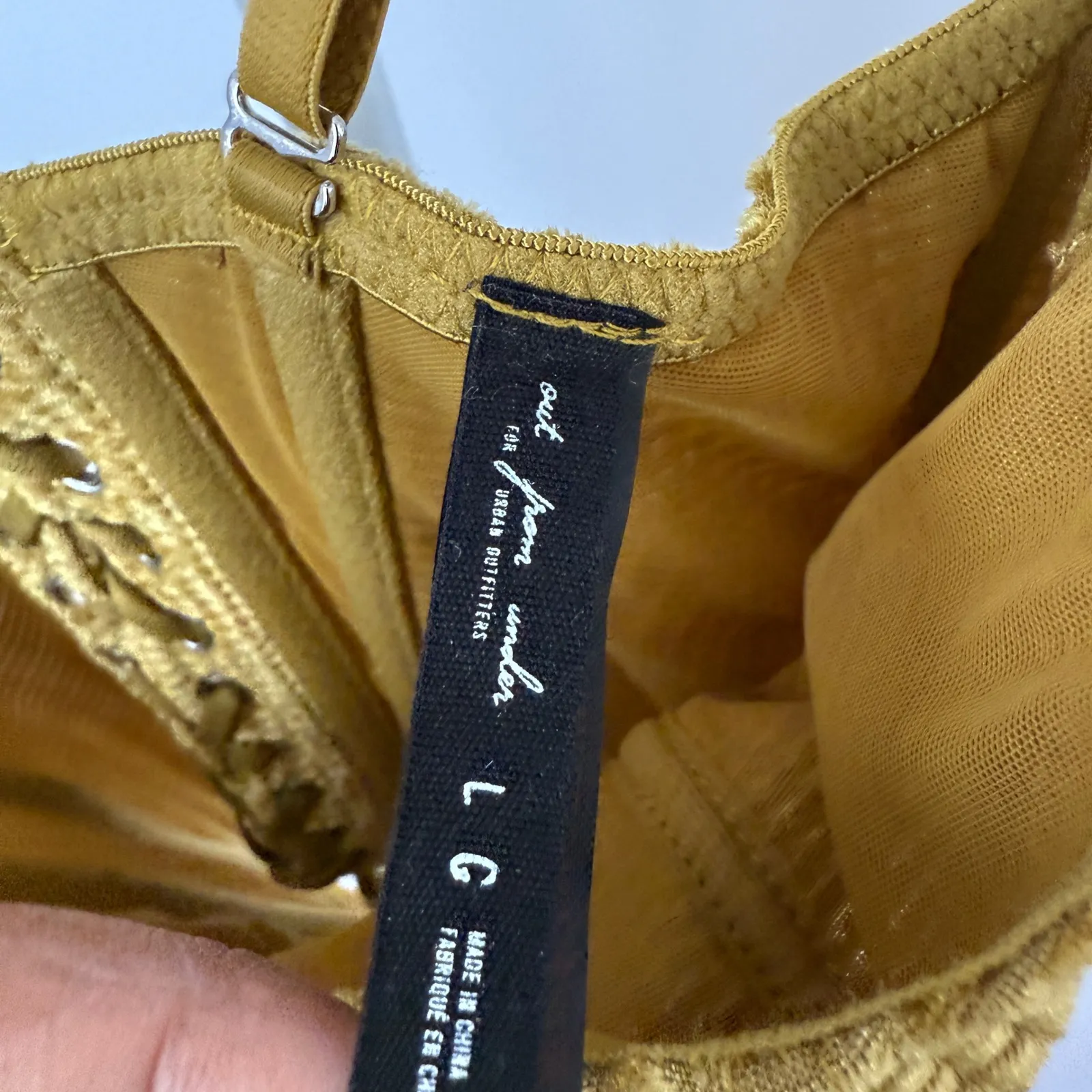 Out From Under Corset Top L Gold Textured Bustier Lace Up Back Adjustable Straps - Image 3