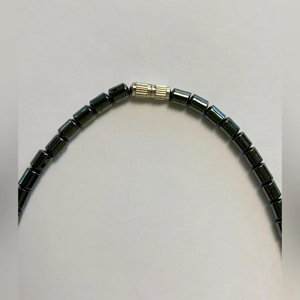 Hematite & Moonstone Milky Cat Eye Necklace 19” Black - Image 7