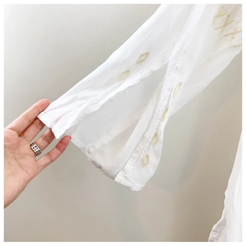 Honey Punch Embroidered Tassel White/Red/Cream Long Sleeve Peasant Top - Image 7