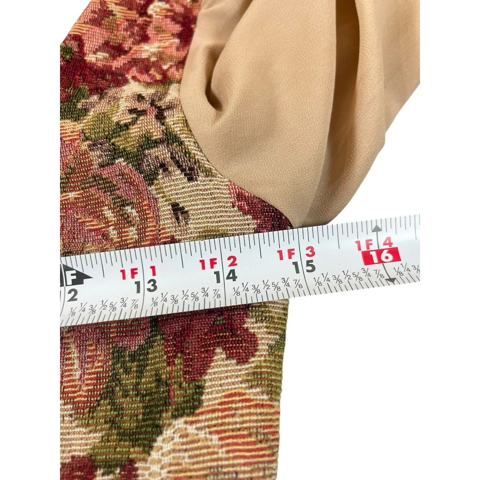 Tapestry Floral Crop Top Square Neck Puff Sheer Sleeve Renaissance Cottage Top S - Image 9