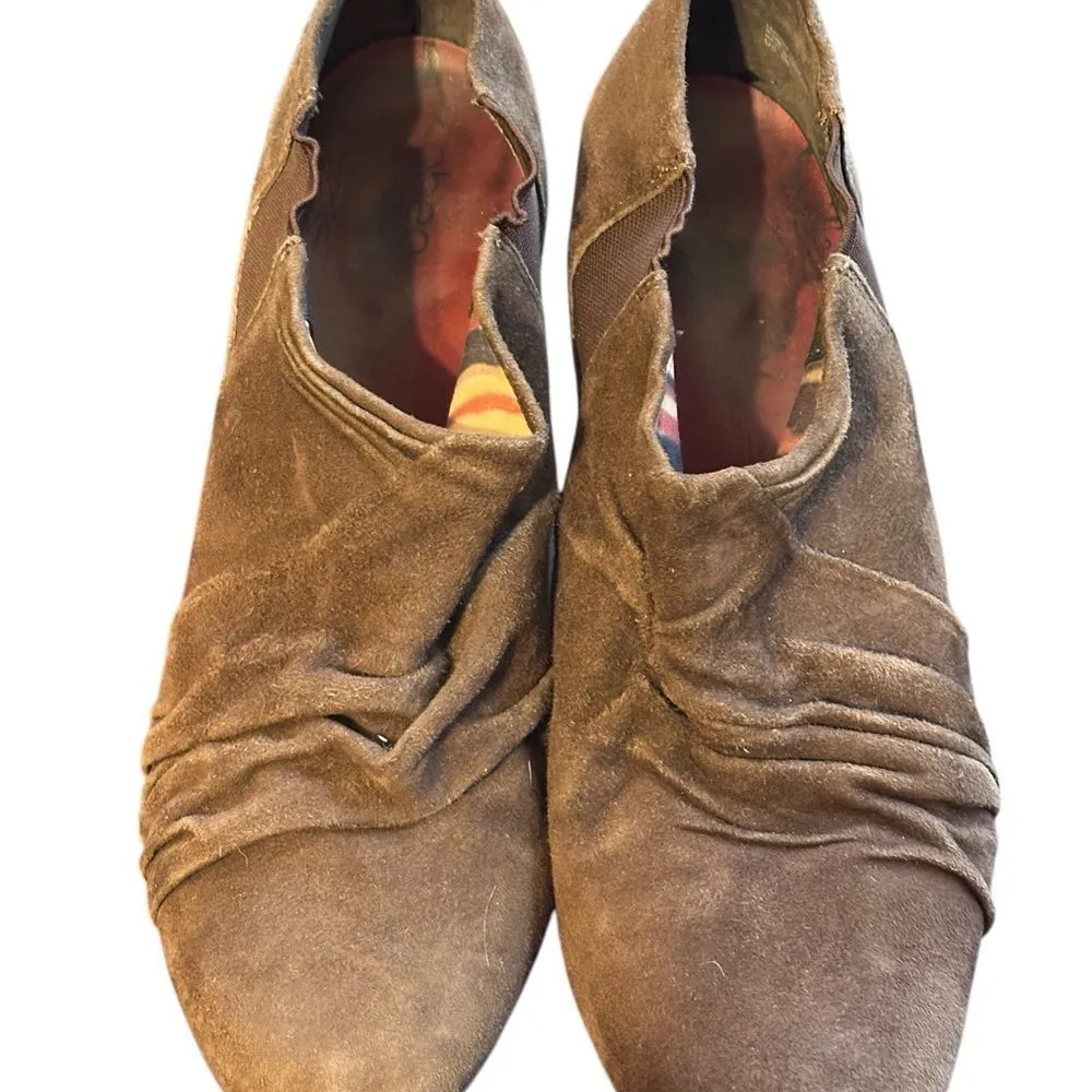 ABEO Brown Suede Leather Slouchy Scrunch Heel Booties Size 8n - Image 3