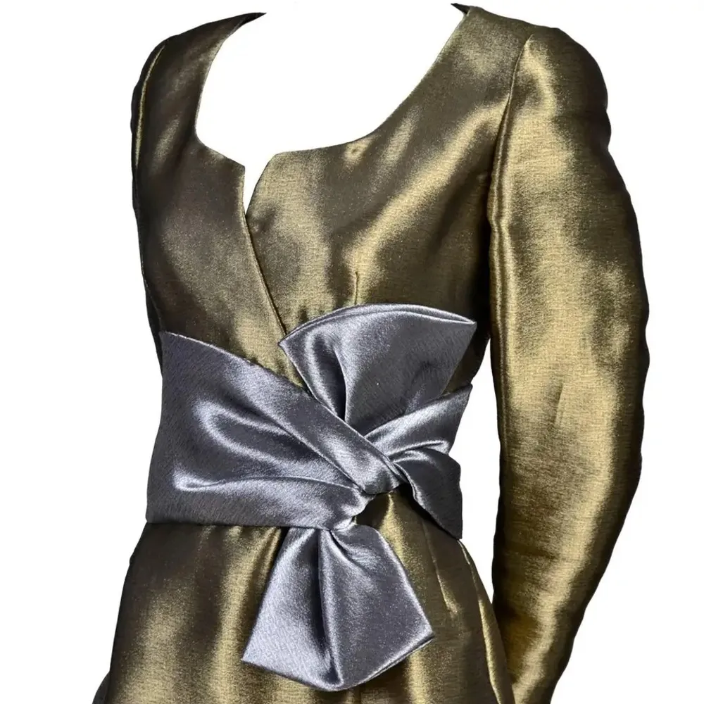 Stanley Platos Martin Ross VINTAGE deadstock gold metallic silver formal gown 10 Size 6 - Image 6