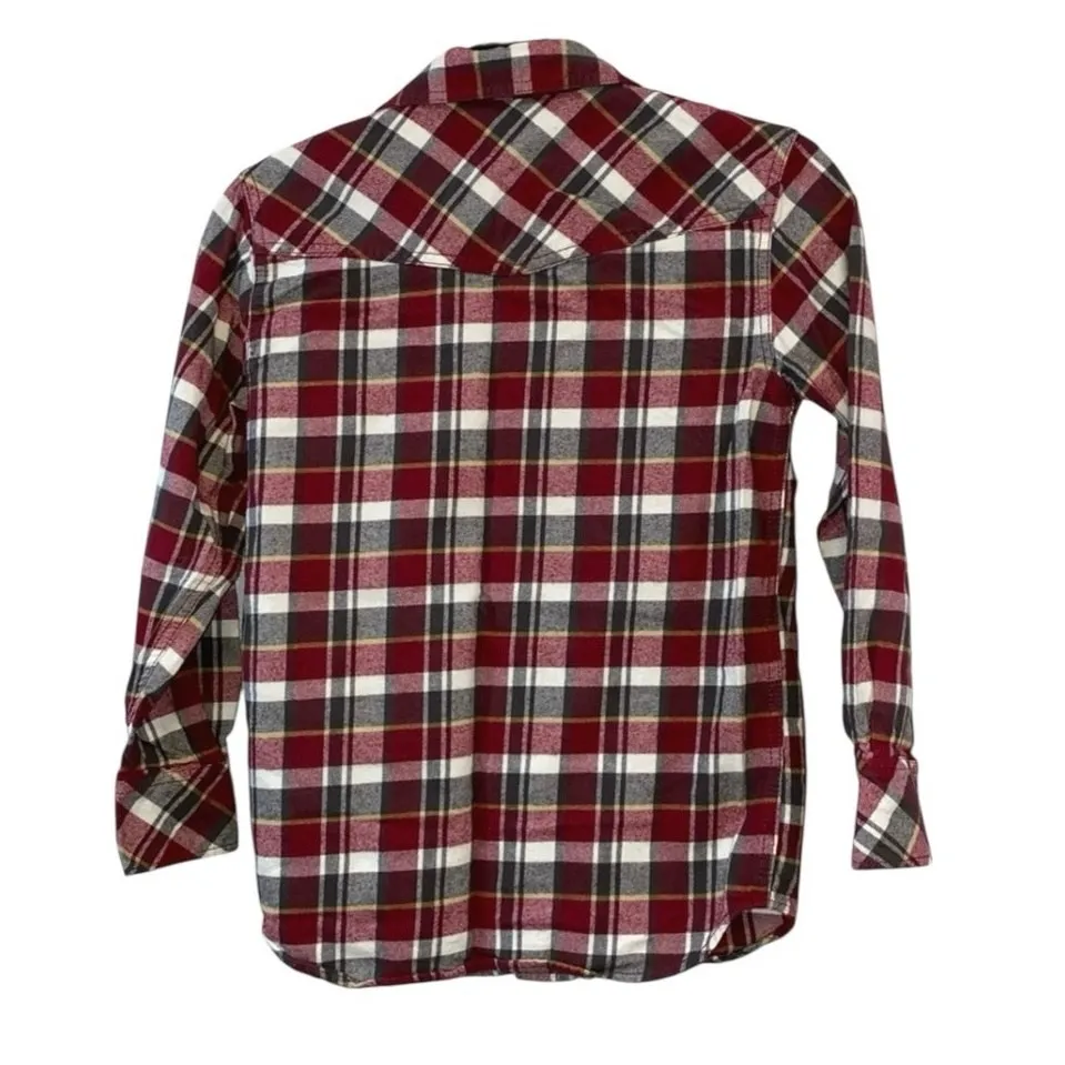 Lucky Brand  Red Snap Button Plaid Western Flannel Shirt - Image 5