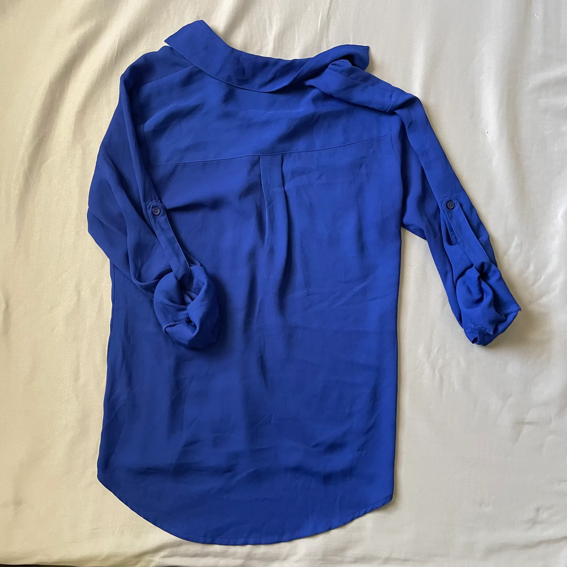button up sophisticated royal blue blouse - Image 3