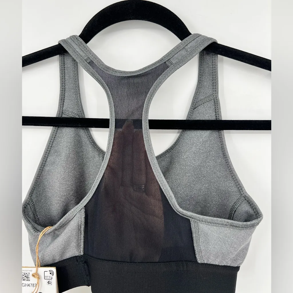 🆕 NWT Adidas Don’t Rest Sports Bra Racerback Mesh Sheer Stretch Grey Black XS - Image 9