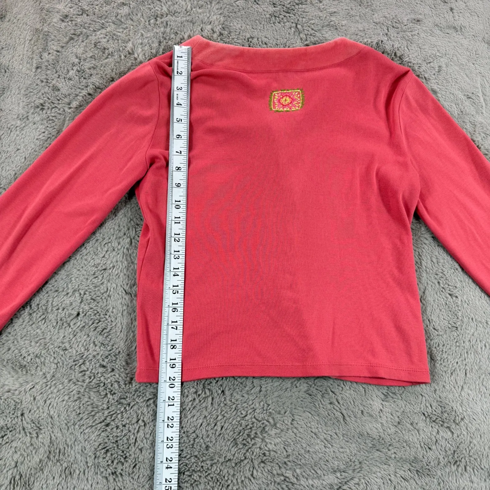 J.Jill Women's Embroidered Velour Cardigan Button Front Pink Small‎ Y2K - Image 6