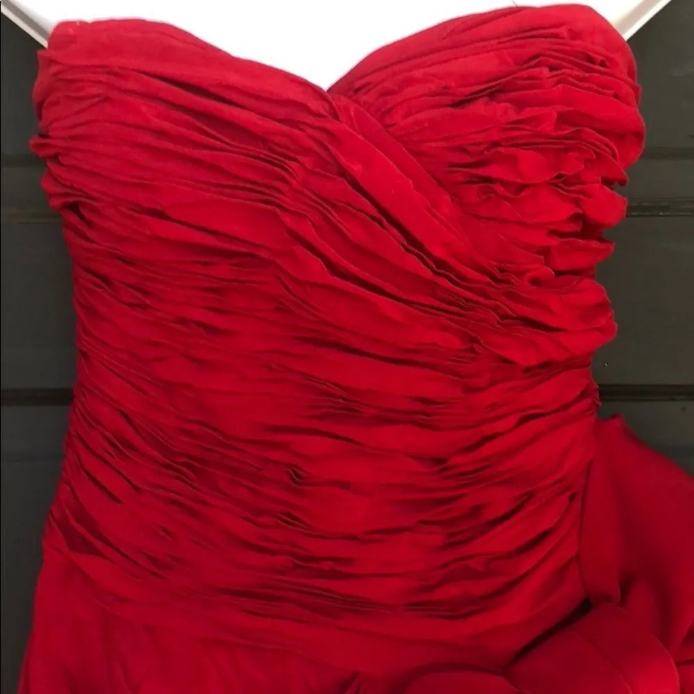 Marchesa Notte Silk‎ Strapless Dress Red Size 6 - Image 2