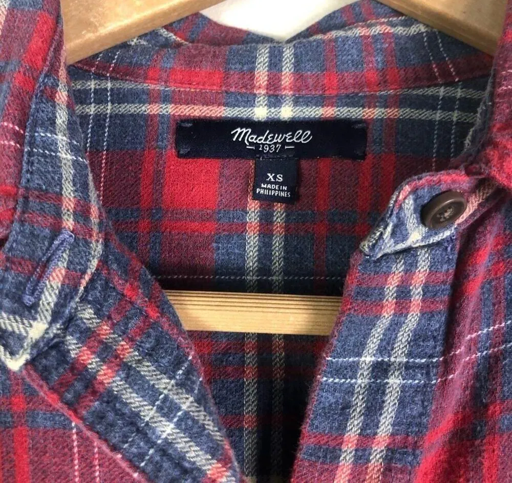 Madewell 100% Cotton Plaid Ex Boyfriend Flannel Shirt - Image 5