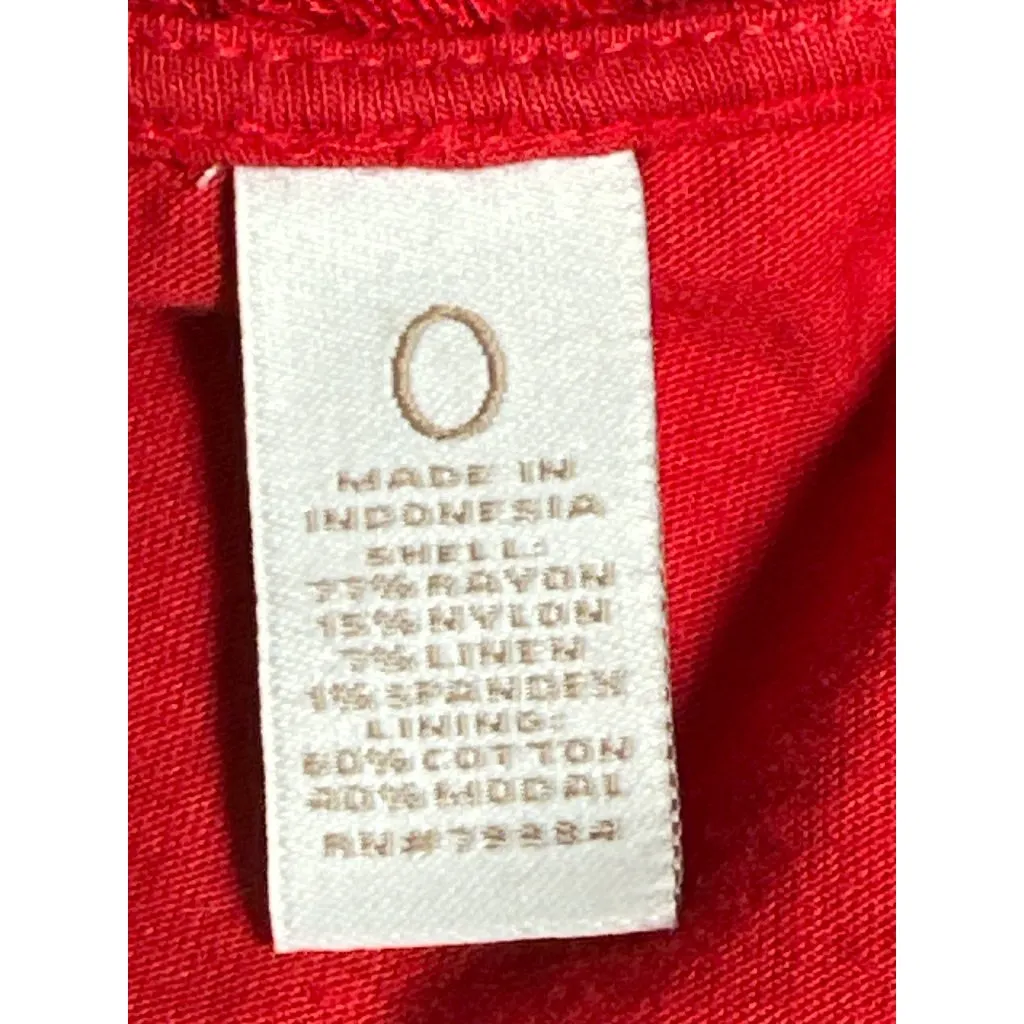 Chicos Size 0 Red Crochet Knit Cowl Neck Sweater Blouse Layered Fit Boho Core - Image 10