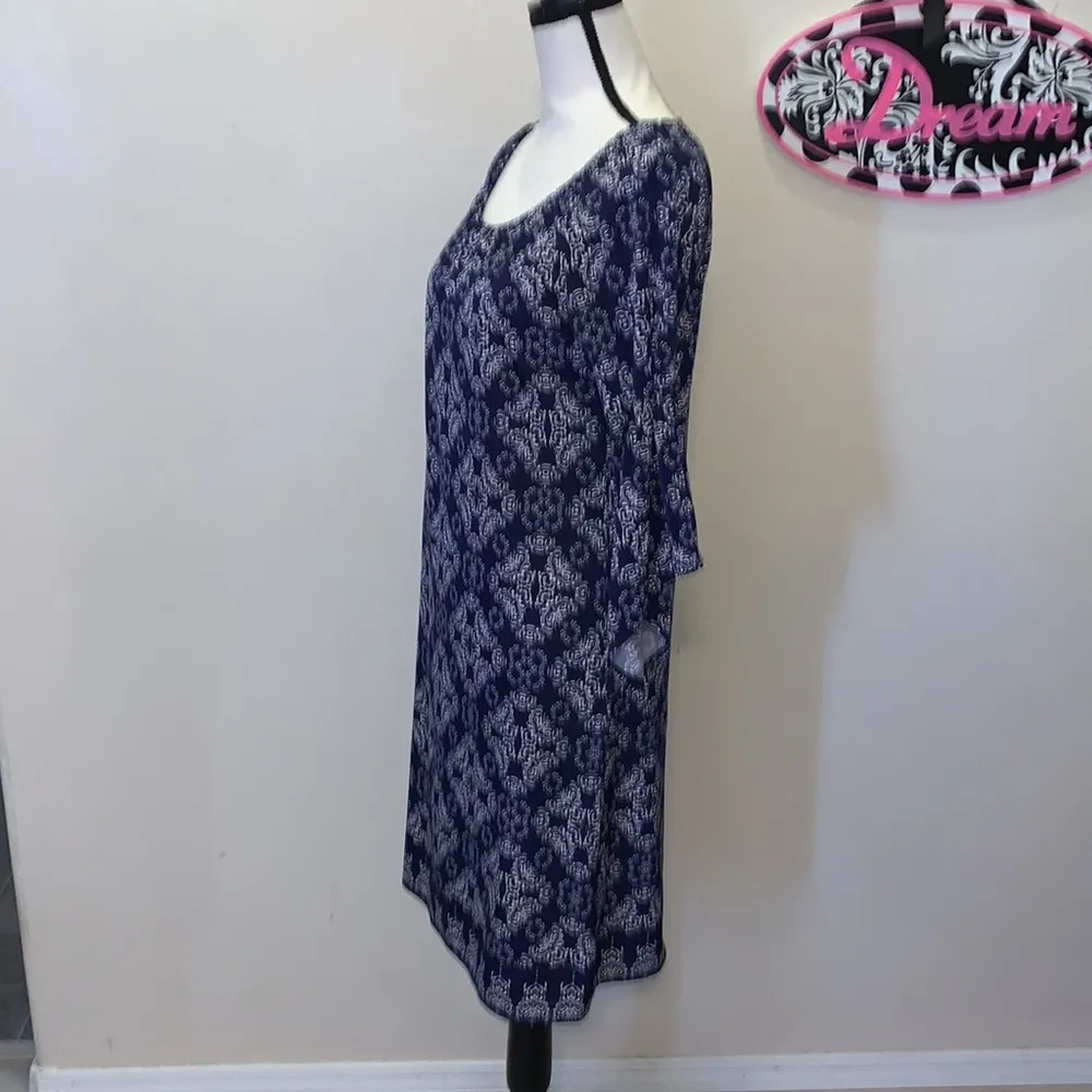 Tacera blue patterned stretchy midi dress - Image 3
