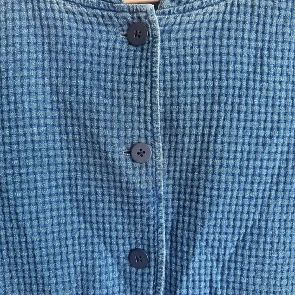 J. Jill Pure Jill Indigo Field Jacket Geneva Wash Waffle Knit ButtonUp Cotton XS - Image 6