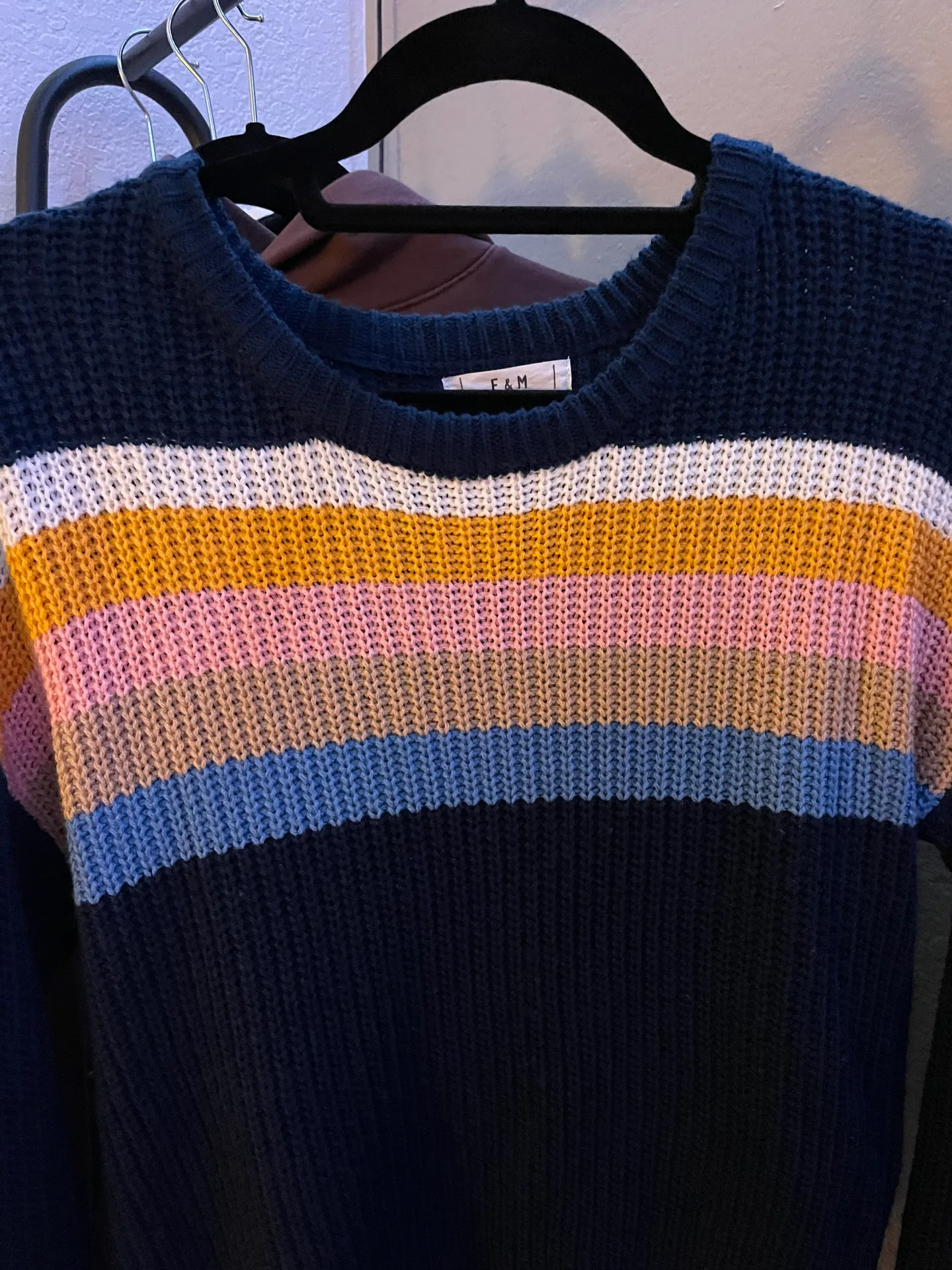 Navy Striped Oversized Sweater Multiple - Image 3