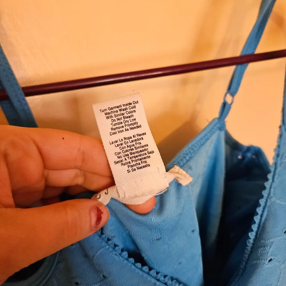 Eye Candy Body Suit Light Blue Eyelet Soft Built in Pads Size Small Polyester - Image 5