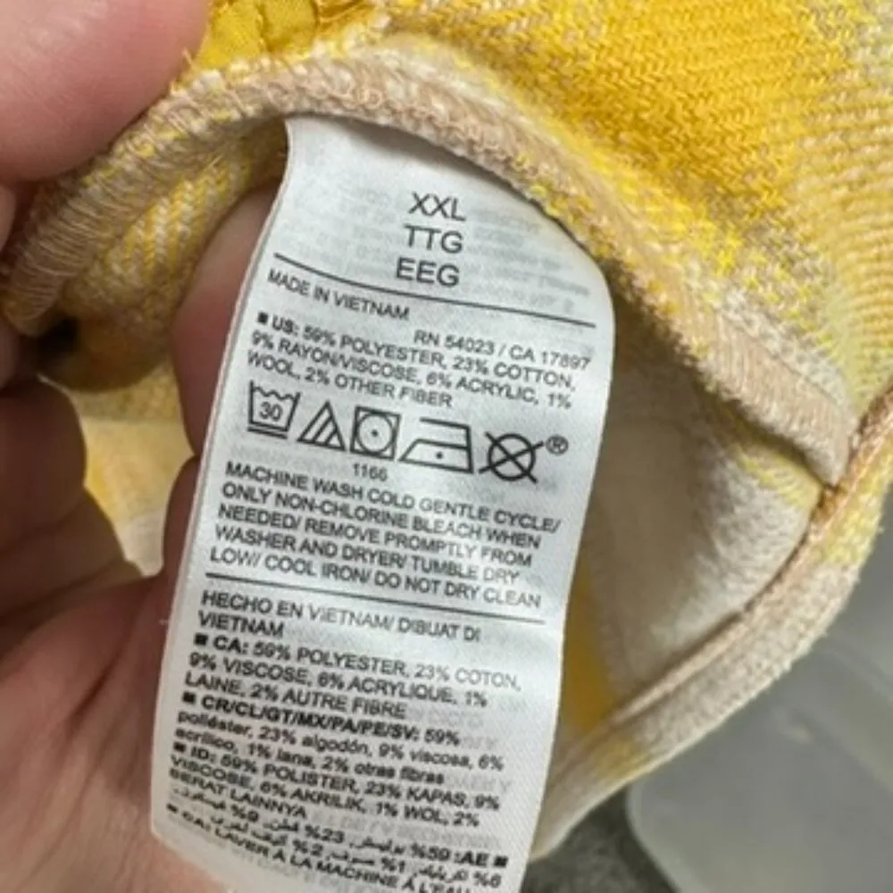 Old Navy Women's Size XXL Heavy Duty Shacket Yellow Cream Plaid Outdoors Classic - Image 7