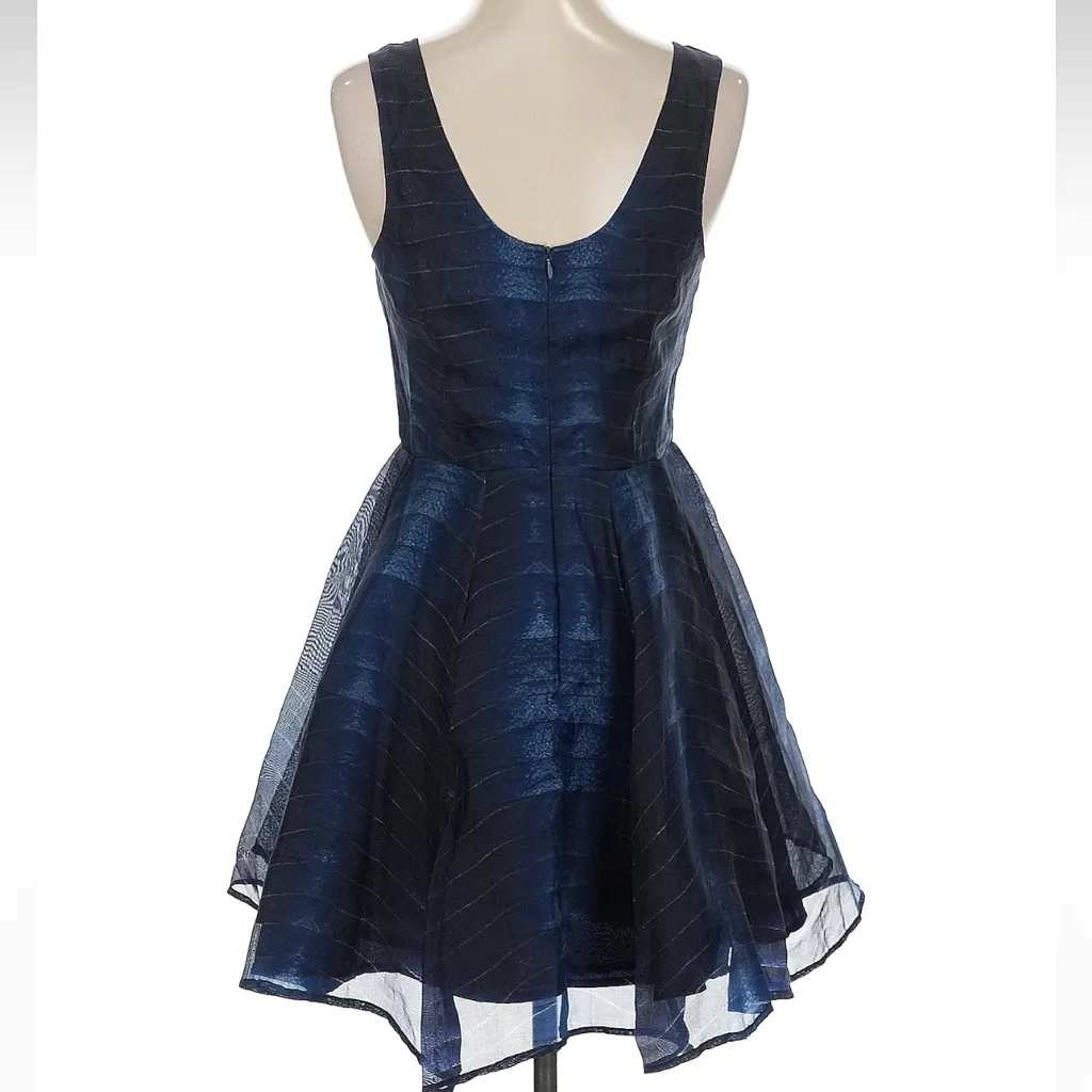 Felder Felder Couture Luxurious 100% Silk Tulle Runway Mini Dress Size 8 UK 4 US Blue - Image 4