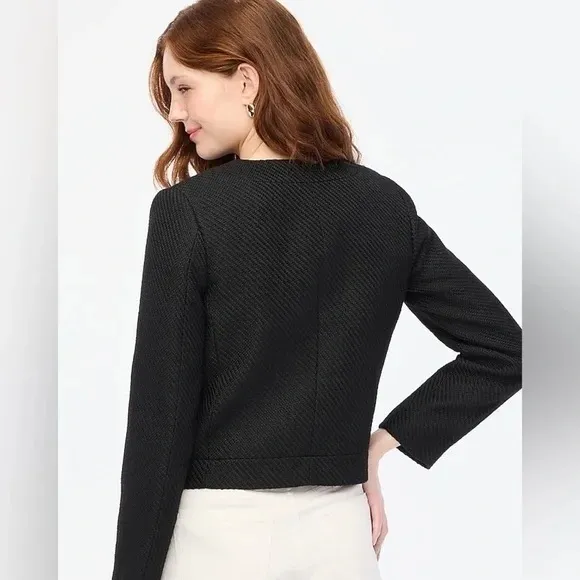 J. Crew Tweed Lady Jacket, Black Blazer Size 6 - Image 4