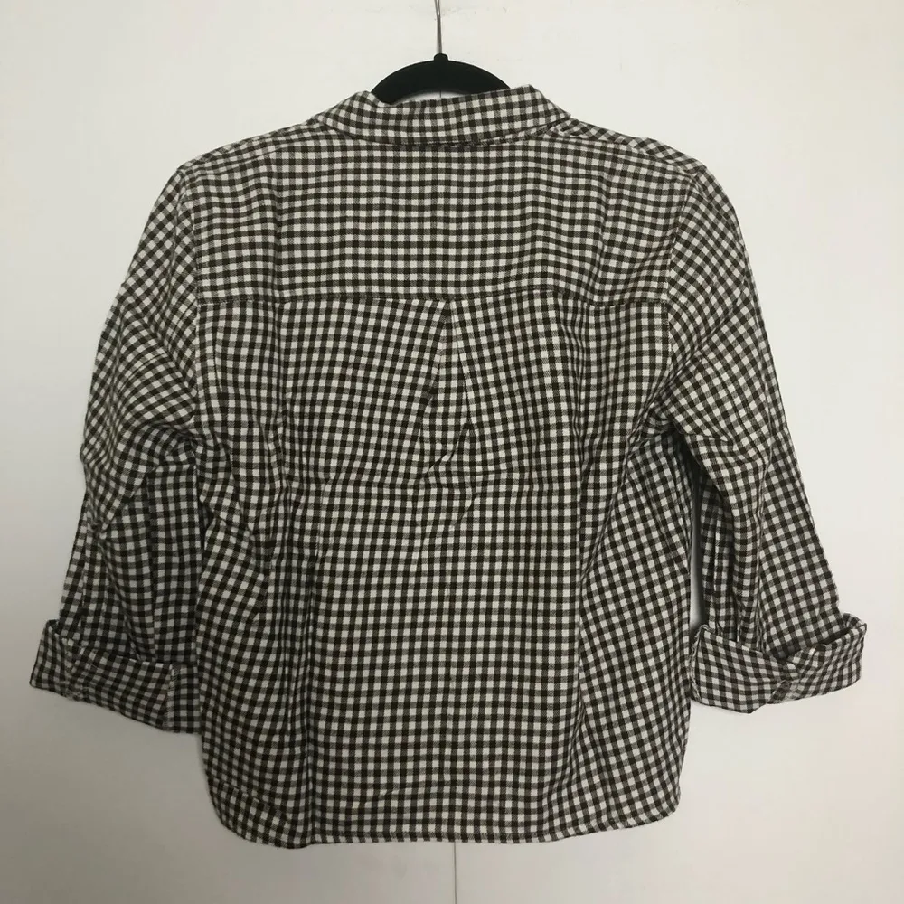 Madewell Gingham Flannel Button Down Tie Front Shirt NWT - Image 7