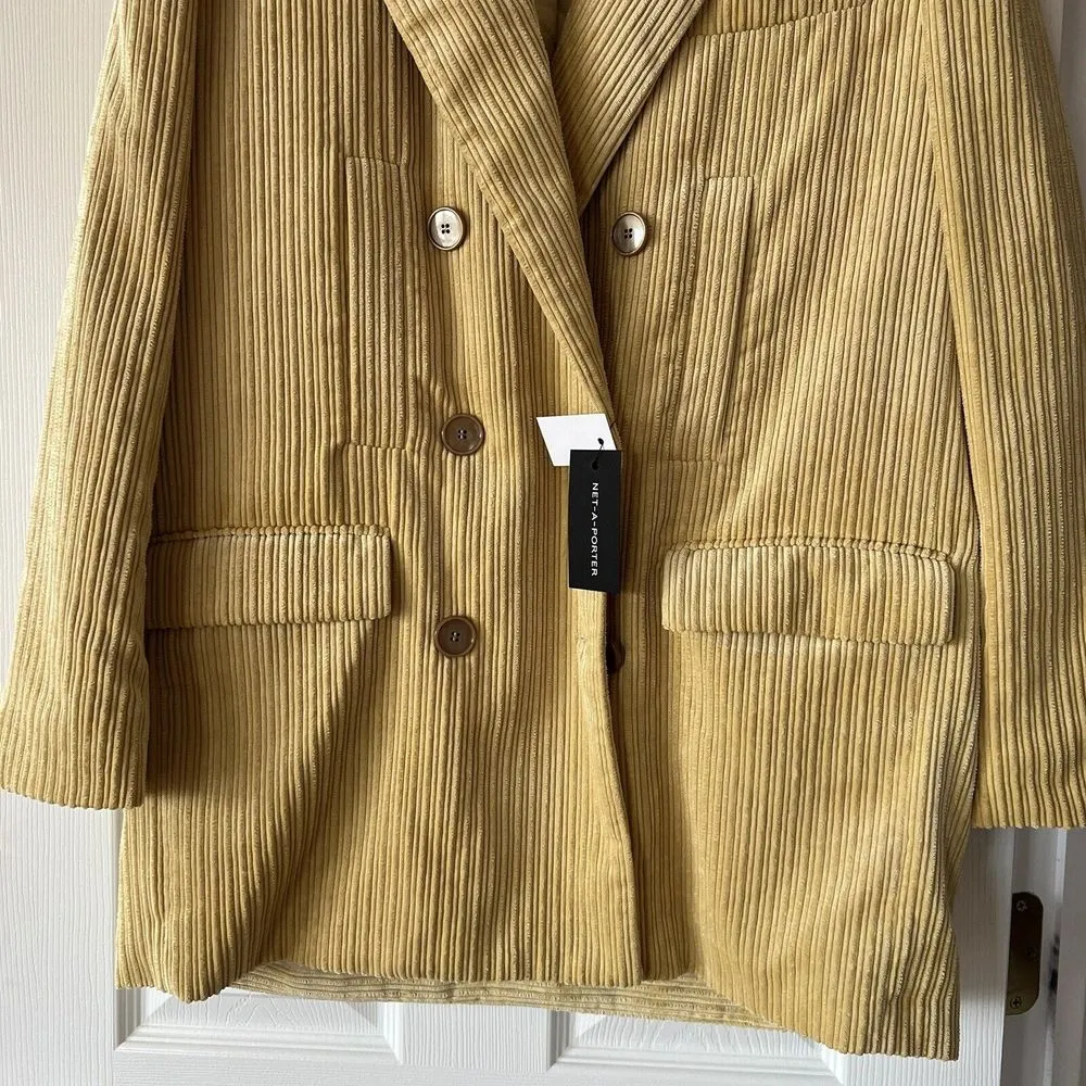 ISABEL‎ MARANT Haneva Double-Breasted Corduroy Blazer Yellow Size 10 US 40 EU - Image 4