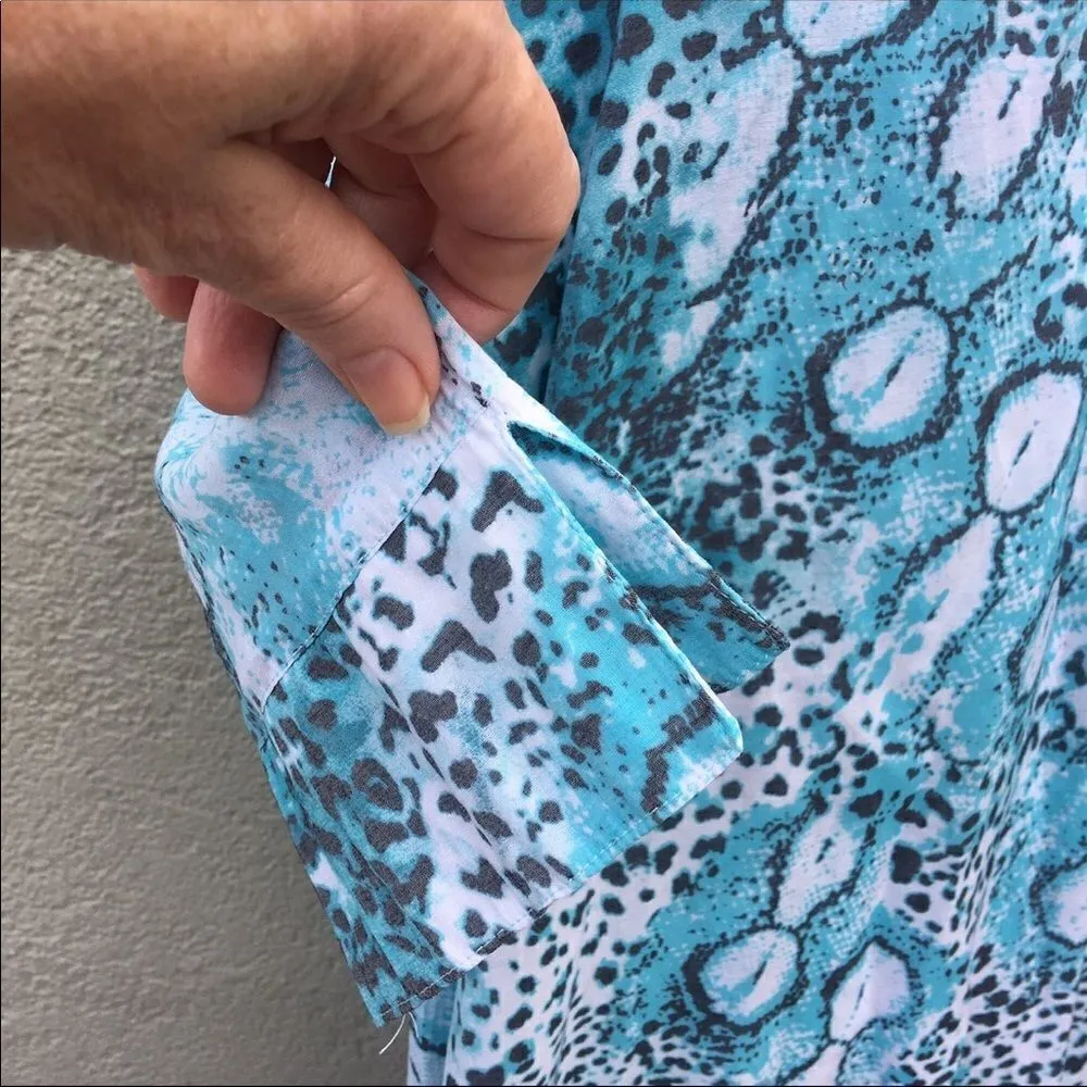 Le Lomes Animal Print tunic/cover up Blue Size M - Image 5