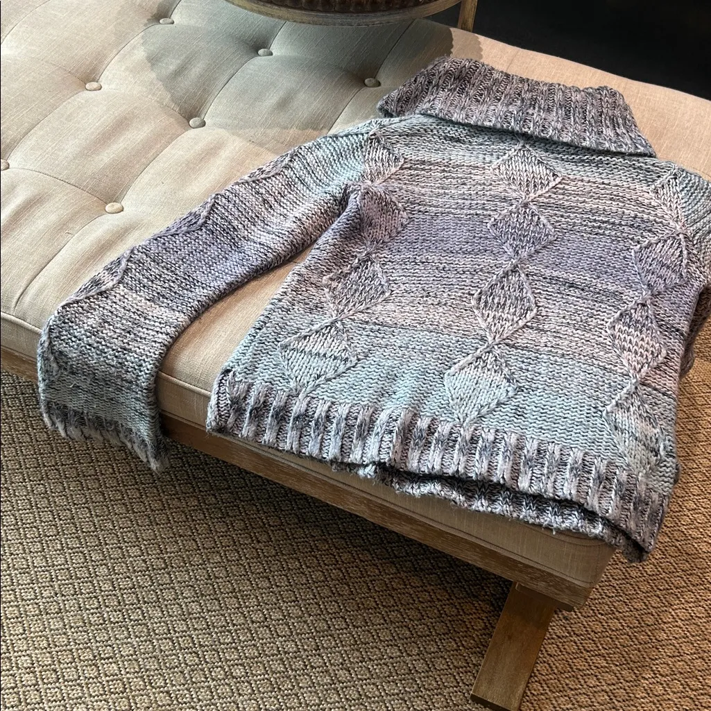 525 America Blue Purple Knit Cowl Neck Sweater Flare Sleeves - Image 8