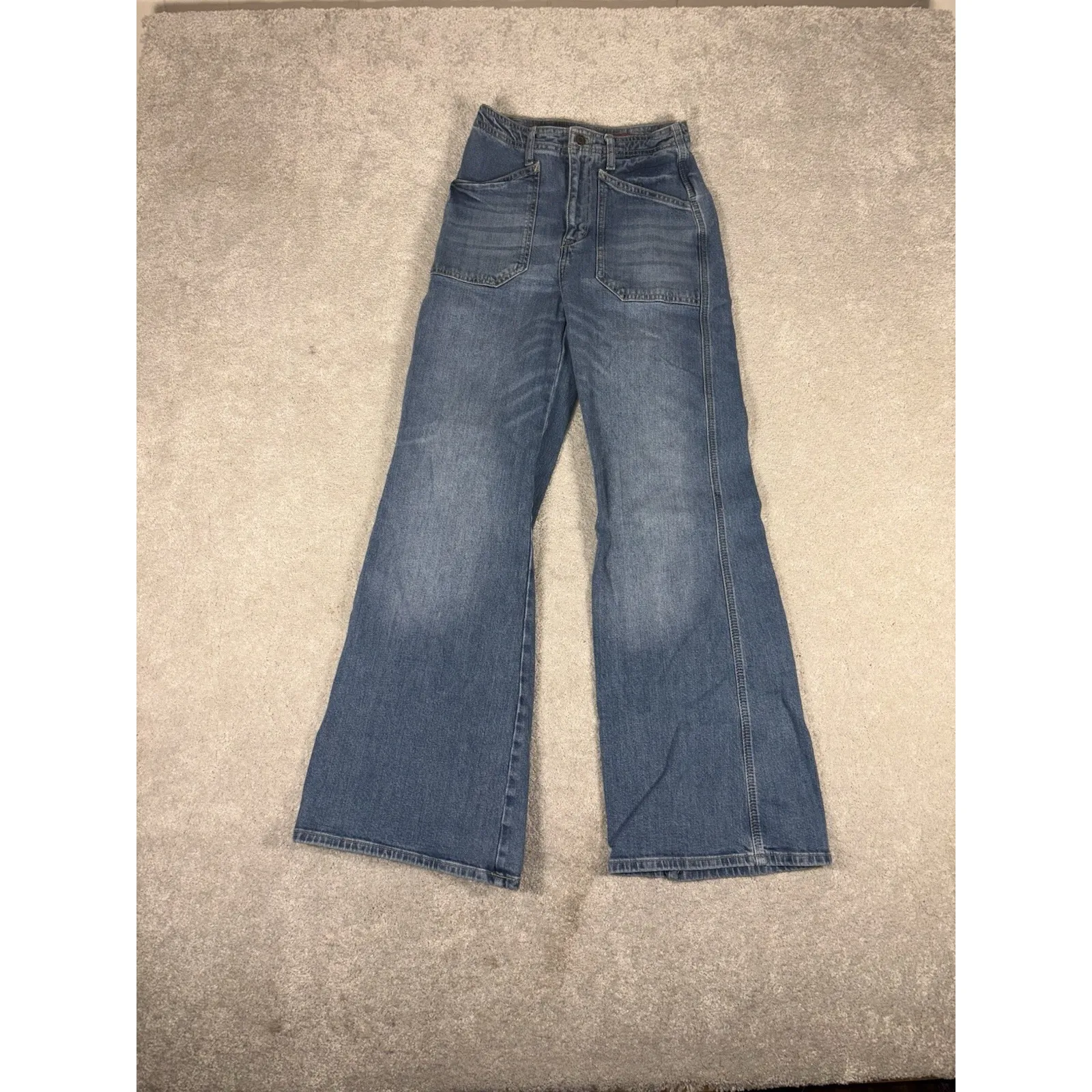 anthropologie pilcro carpenter wide leg jeans 25 med wash - Image 2