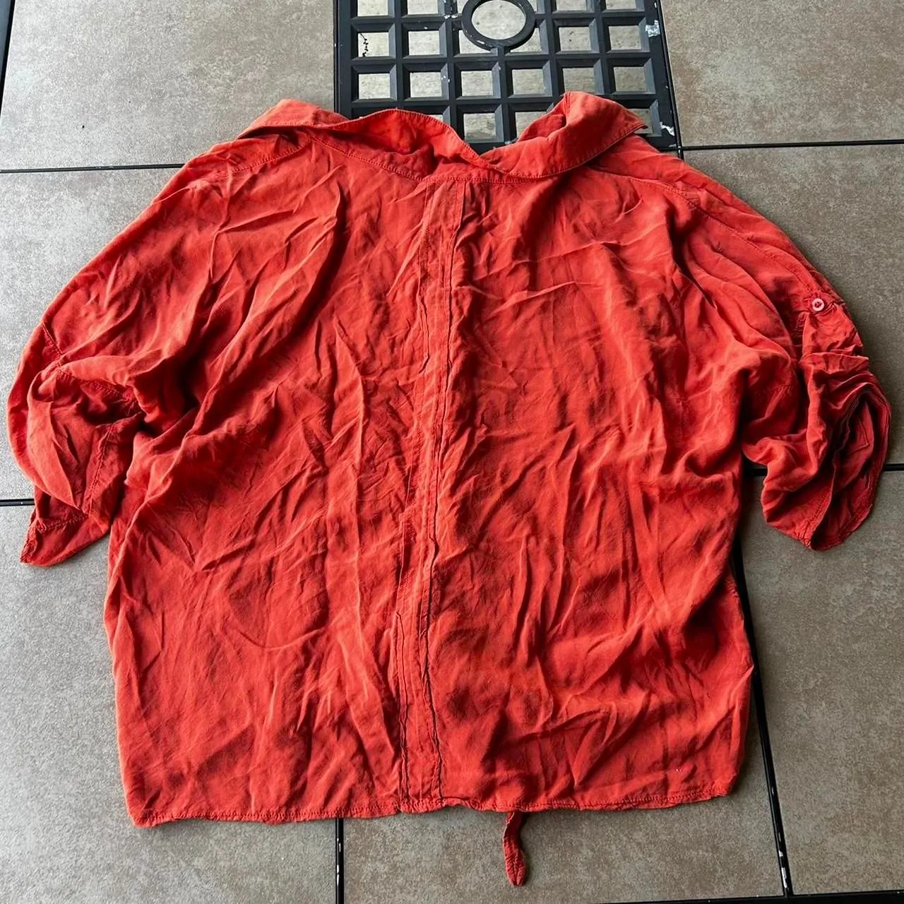 American rag cie Women's Reddish Orange tie-front blouse - Image 8