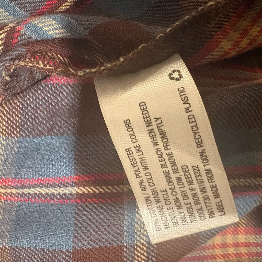 Wild Fable Multicolor Plaid Flannel Cotton Blend Button Down Shirt - Image 5