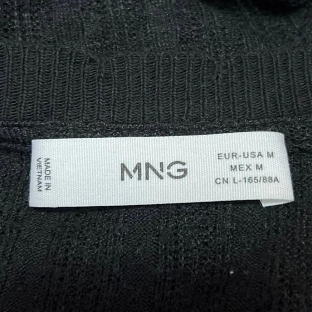 Mango MNG Women's Black Rib Knit Square Neck Long Sleeve Crop Sweater Top Size M - Image 3