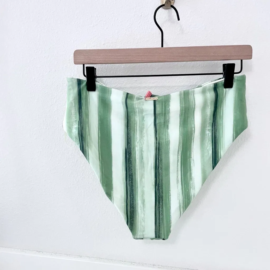 NWT Cult Gaia Oswin Calla Lily Painted Stripe Green Swim Bikini Top Bottoms XL - Image 8