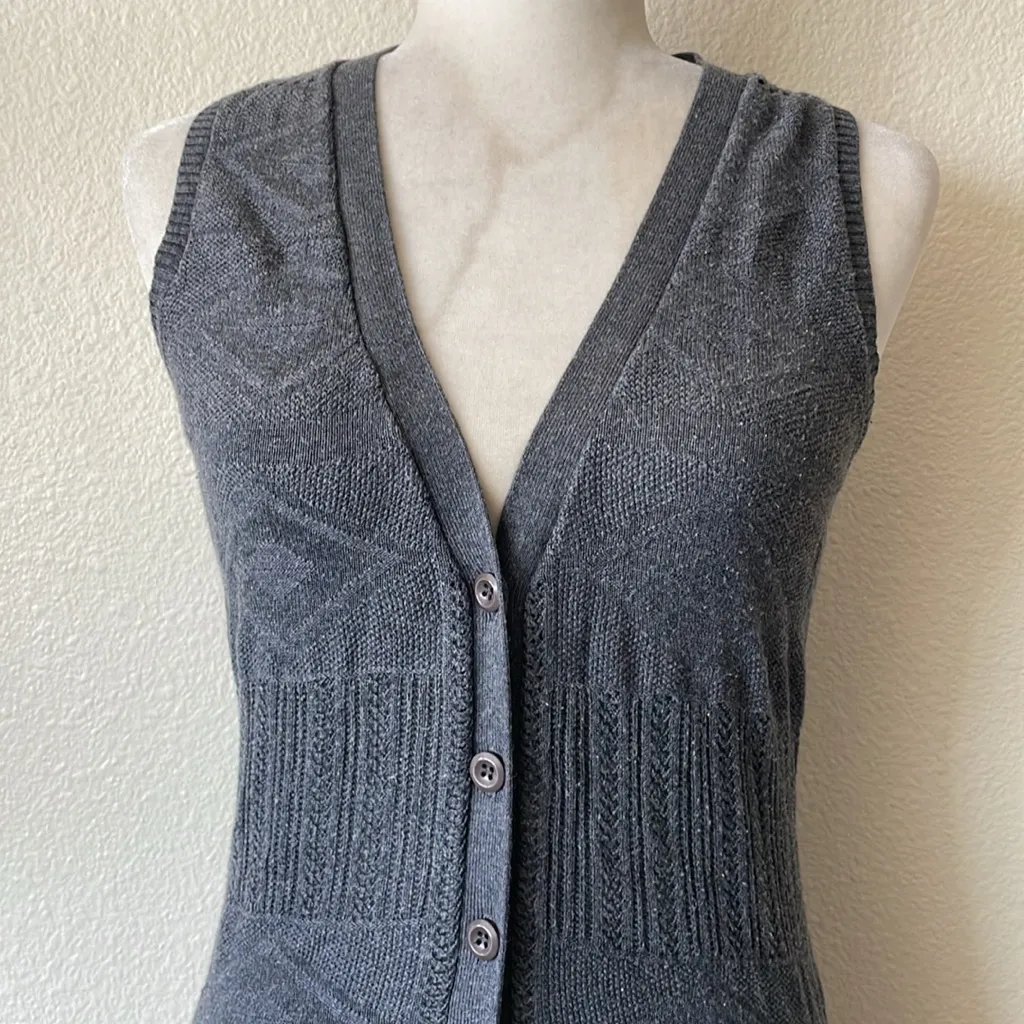 Moschino - Dark Gray V Neck Button Down Sweater Vest Top Size Small - Image 2
