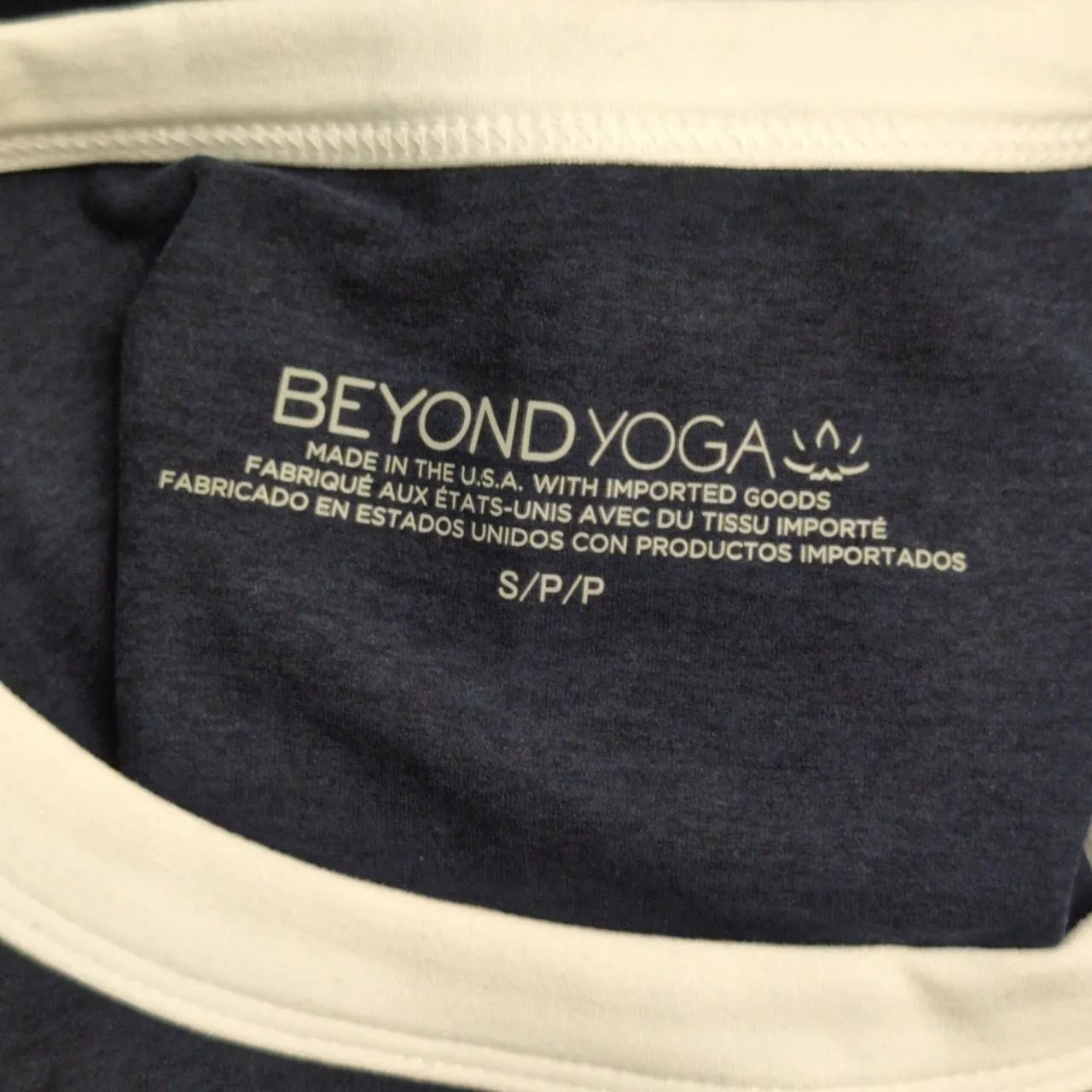 NWT Beyond Yoga Navy Off White Spacedye Built In Bra Sleeveless A Line Dress S - Image 5
