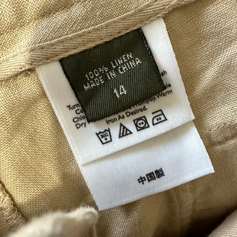 Eddie Bauer Vashon Fit Pants Womens Tan Khaki Flare Leg Adjustable 14 linen - Image 5