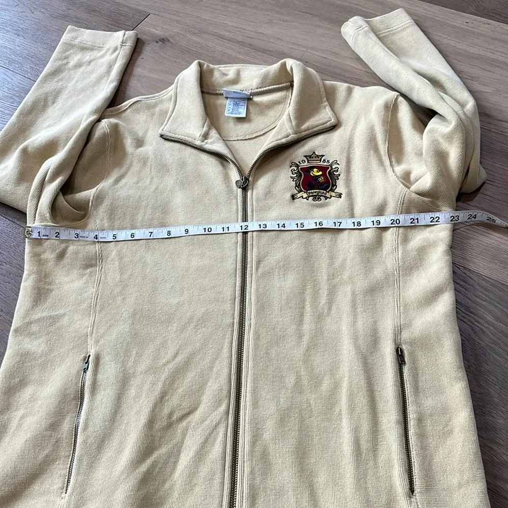Vintage Disney 1955 Mickey Badge Embroidered Zip Up Beige Jacket Size XL - Image 6