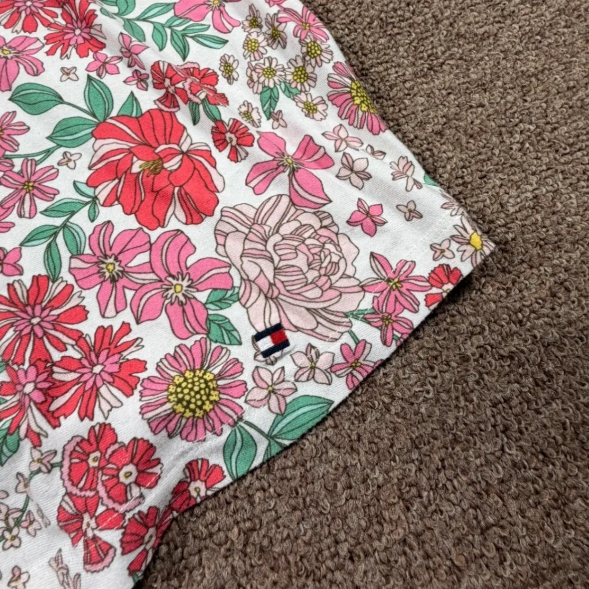 Tommy Hilfiger Women's 3X Floral Print V Neck Tie Short Sleeve Blouse Top - Image 5