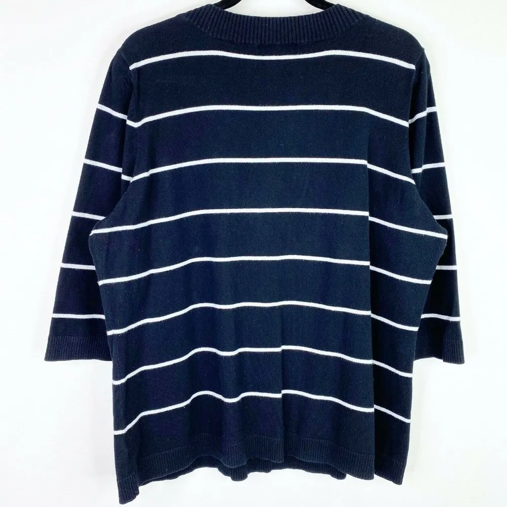 Designers Originals Striped Tie Neck Sweater Shirt Top Plus Size 2X Womens - Image 2