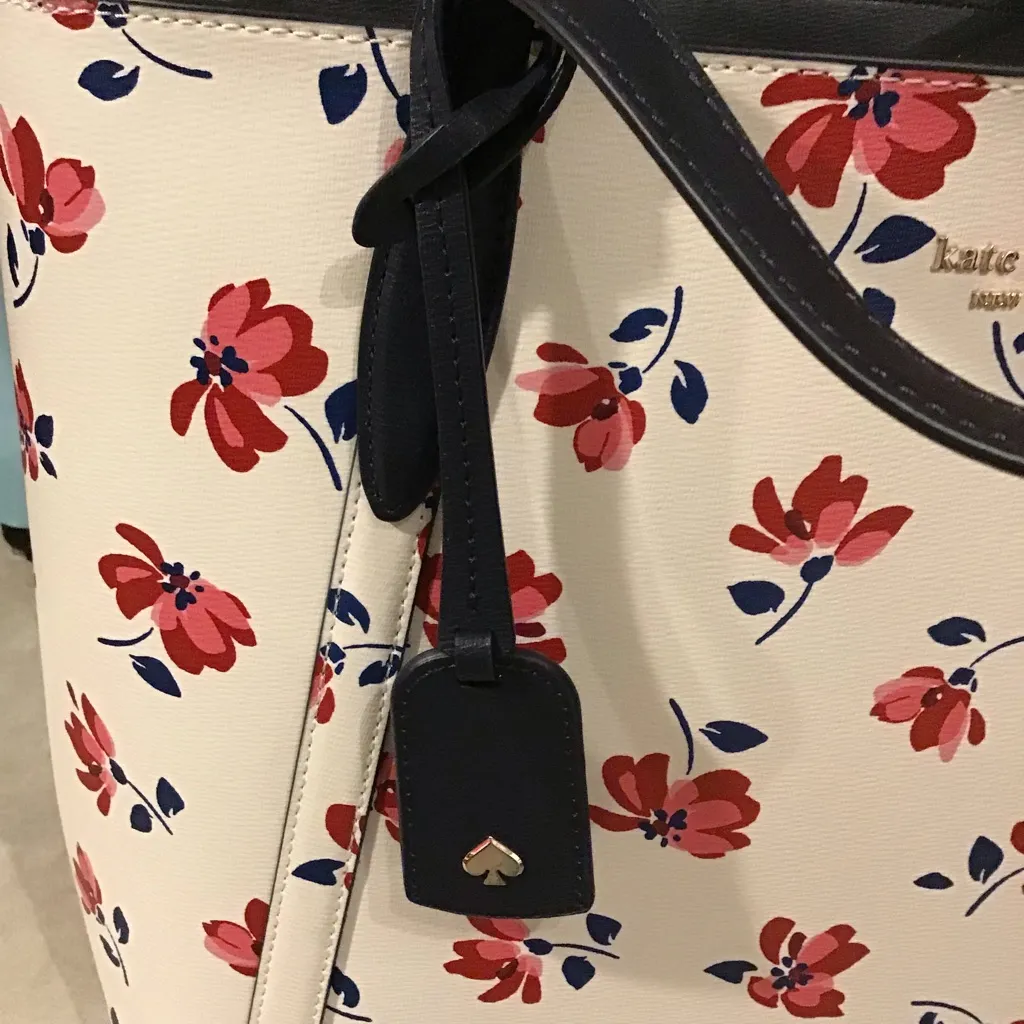 Kate Spade ♠️ Cara Large Leather Tote Wkr00520 Shoulder Bag Tea Garden Toss - Image 8
