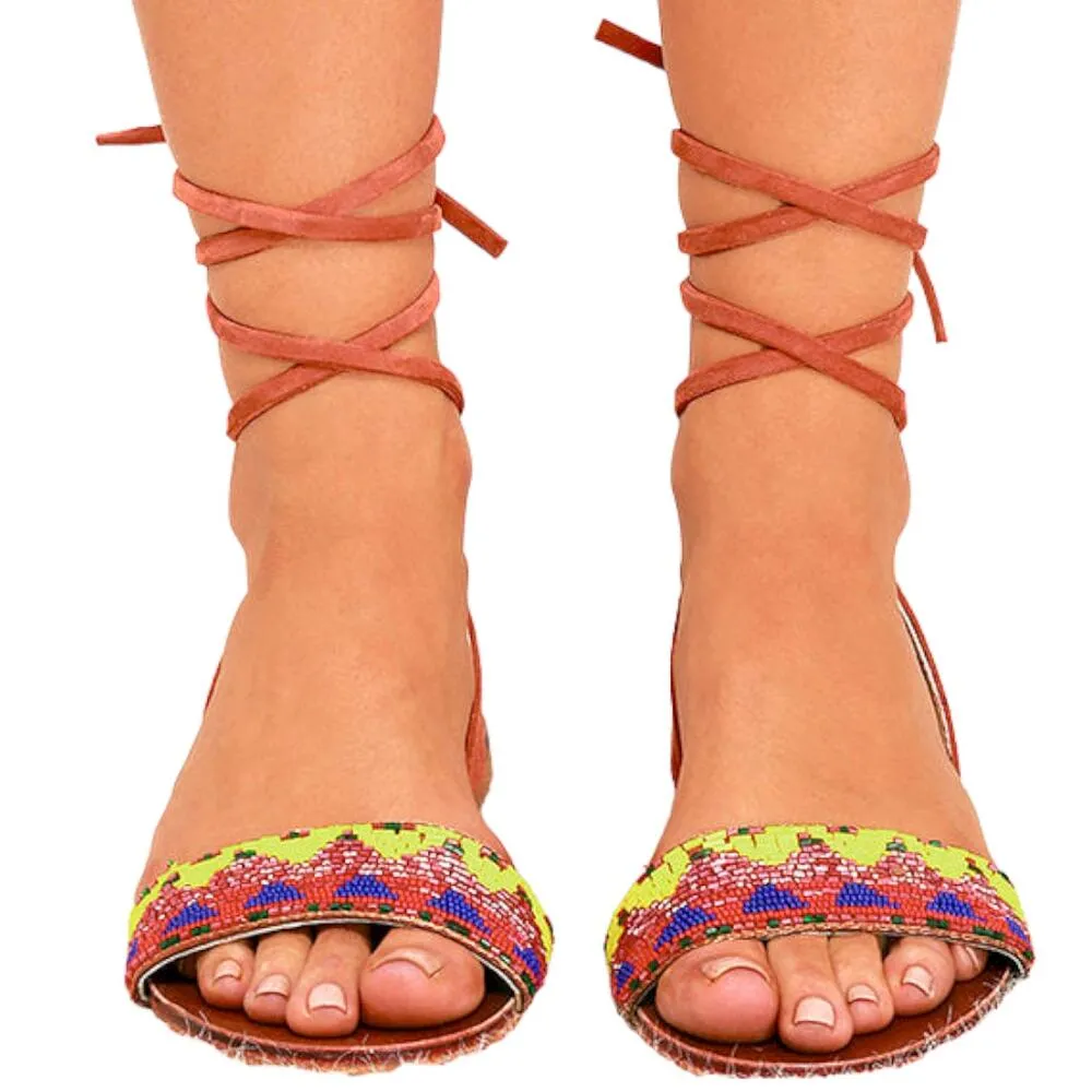 Steve Madden | Size 8 | Shaney Bright Multi Leather Beaded Sandals - Image 2