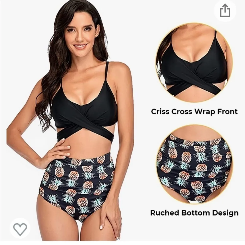 Summer Mae High Waisted Tummy Control Pineapple Bikini New with tags! Orange Size L - Image 2