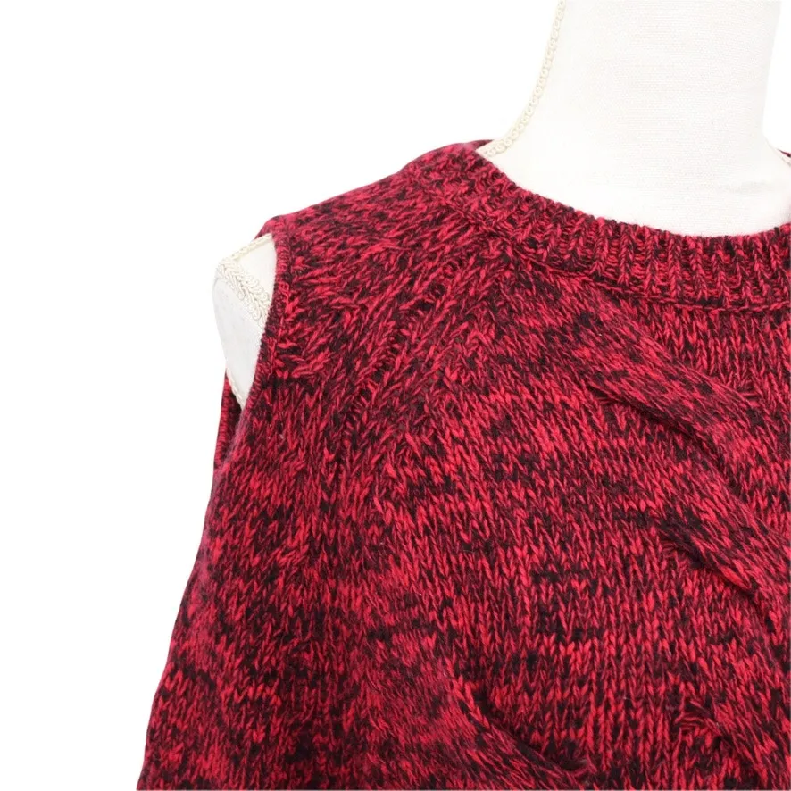 Zoe Jordan Haston Cashmere Wool Cut Out Sweater Jumper Red Black Distressed XS - Image 5
