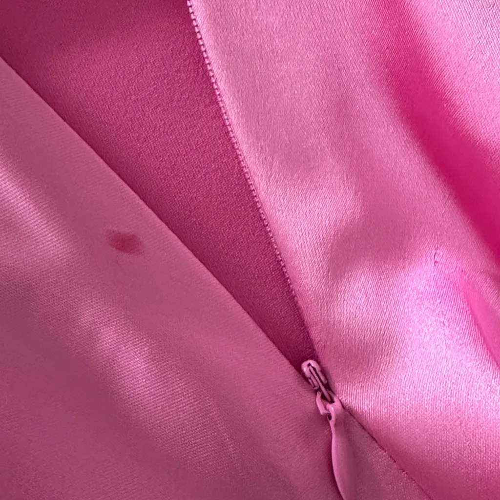 Zara Pink satin slip pink milkmaid, coquette, Barbie maxi dress open back size m - Image 10