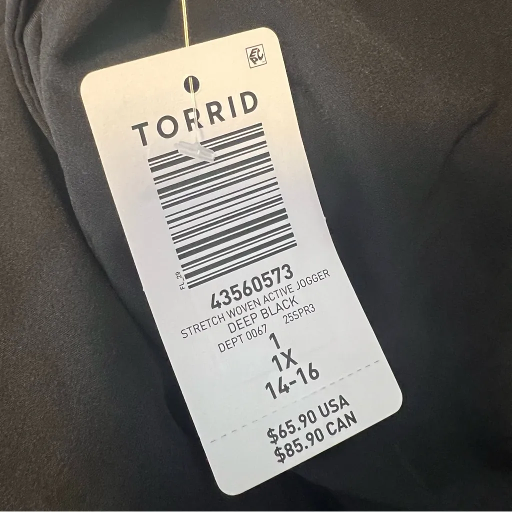 Torrid Plus Size Stretch Woven Active Jogger size 1X Black NWT deep black - Image 9