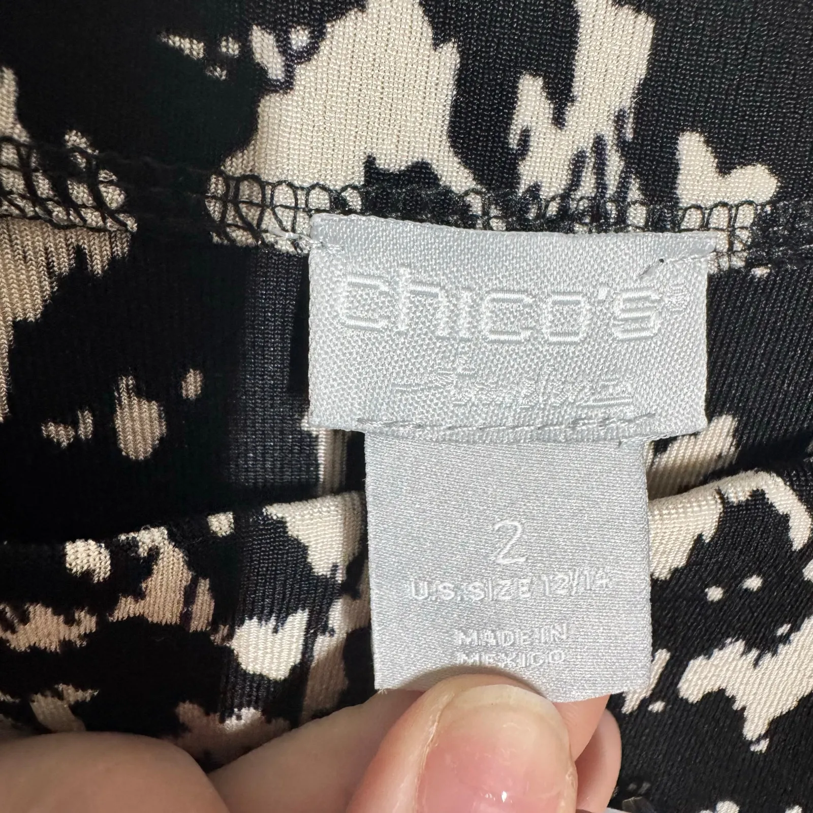 Chico's Travelers Dress Women 2 (12/14) Plus Size Black White Modest Minimal NWT - Image 5