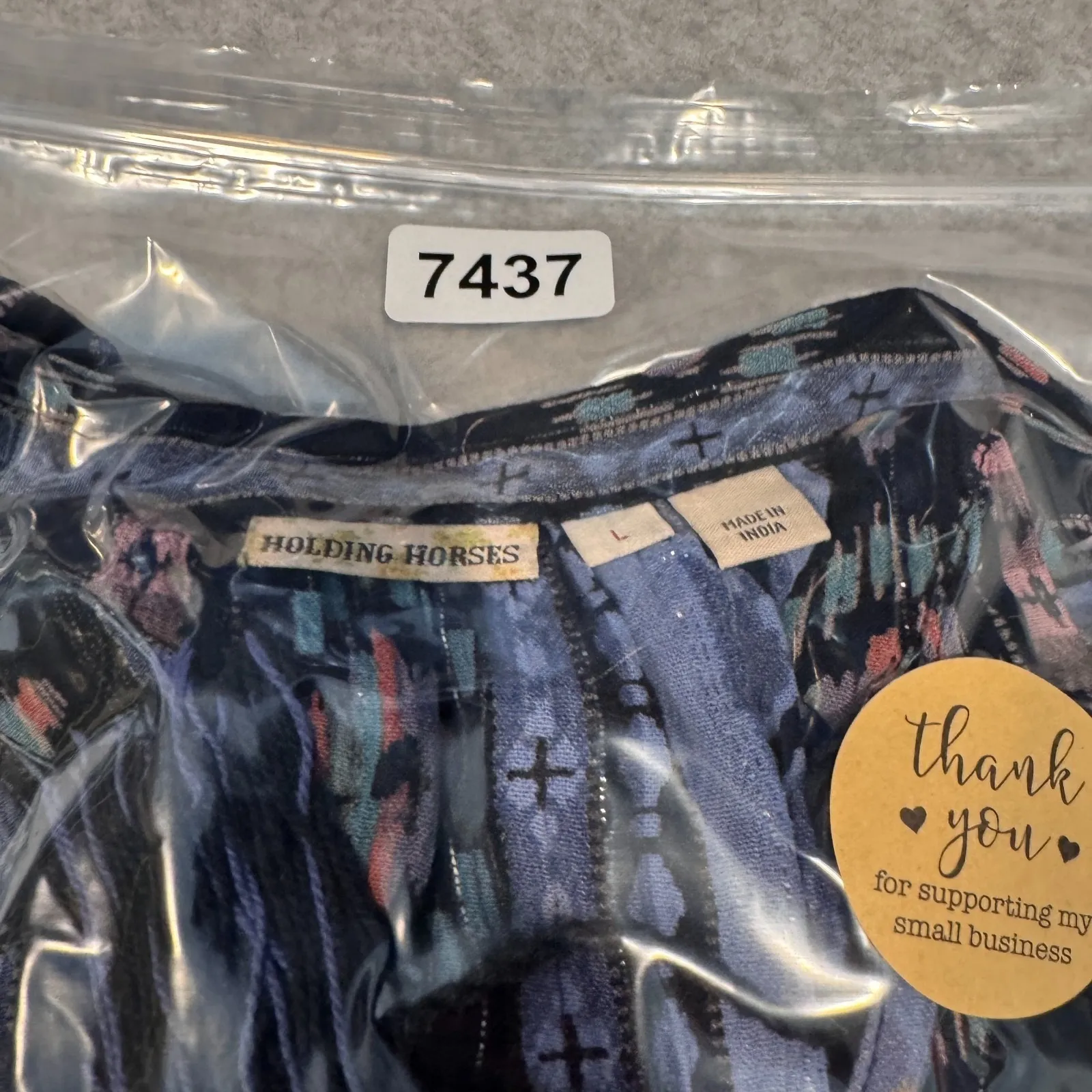 Holding Horses Anthropologie Dress Womens Large Blue Southwestern Aztec Print - Image 16