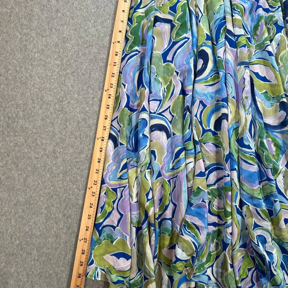 Easel Los Angeles Maxi Swim Skirt Women's Medium Marble Print Handkerchief Hem - Image 5