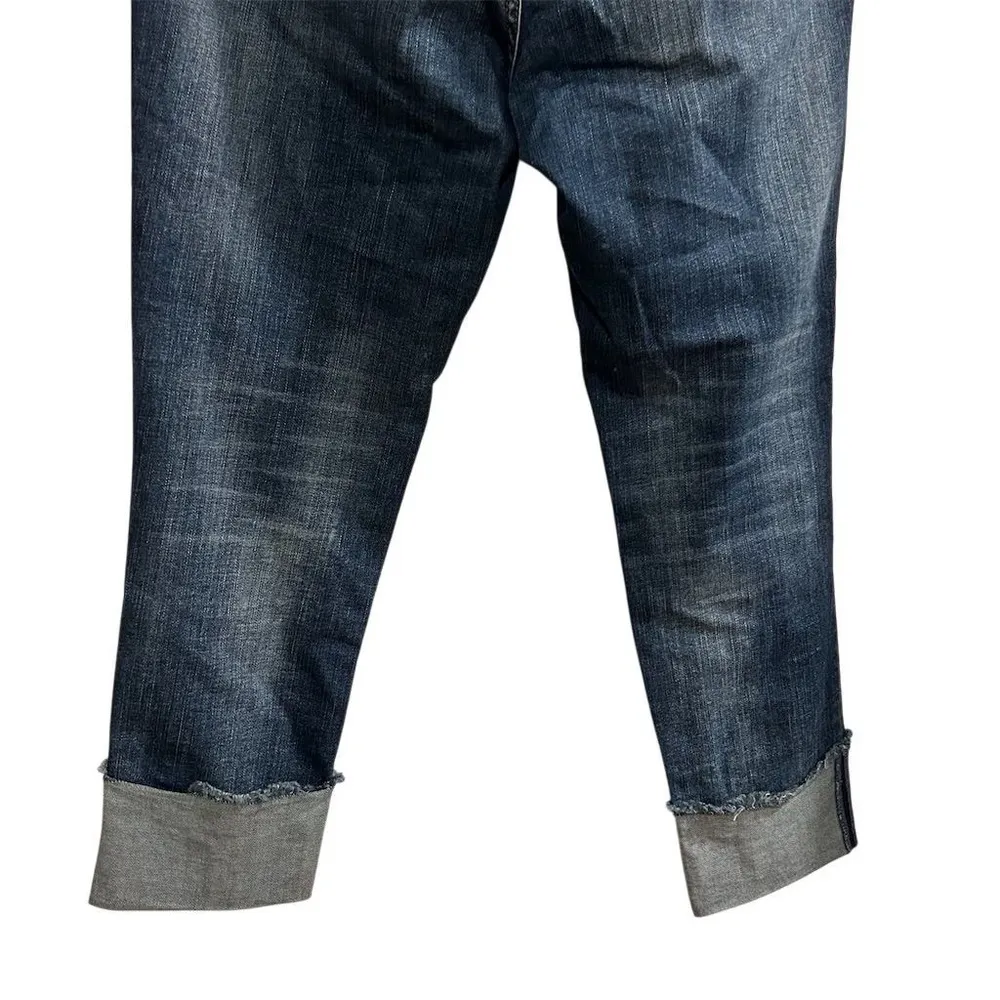 Soho Women's Curvy Boyfriend Jeans Size 10 Blue Distressed Denim Cuffs - Image 10