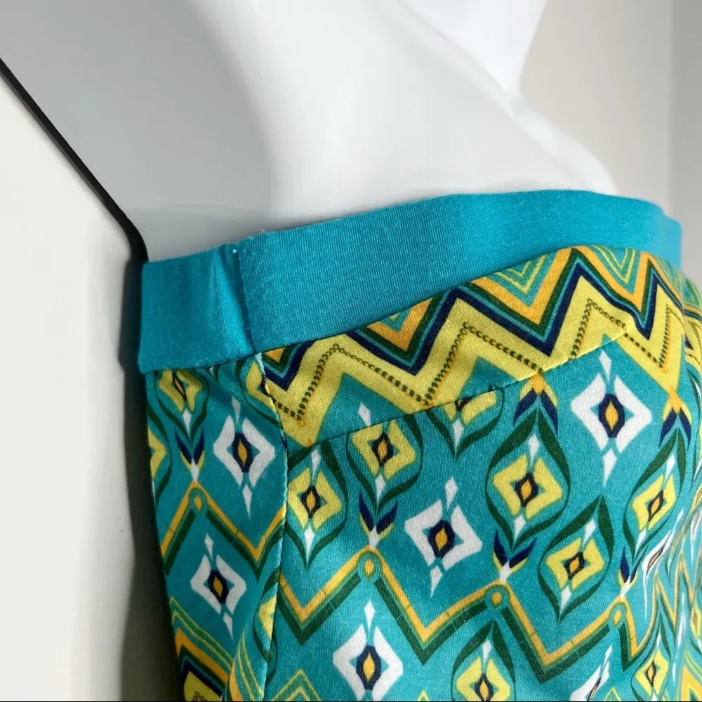 Teal Geometric Striped Sleeveless Elastic Waist Long Blouse Tube Top - Image 8