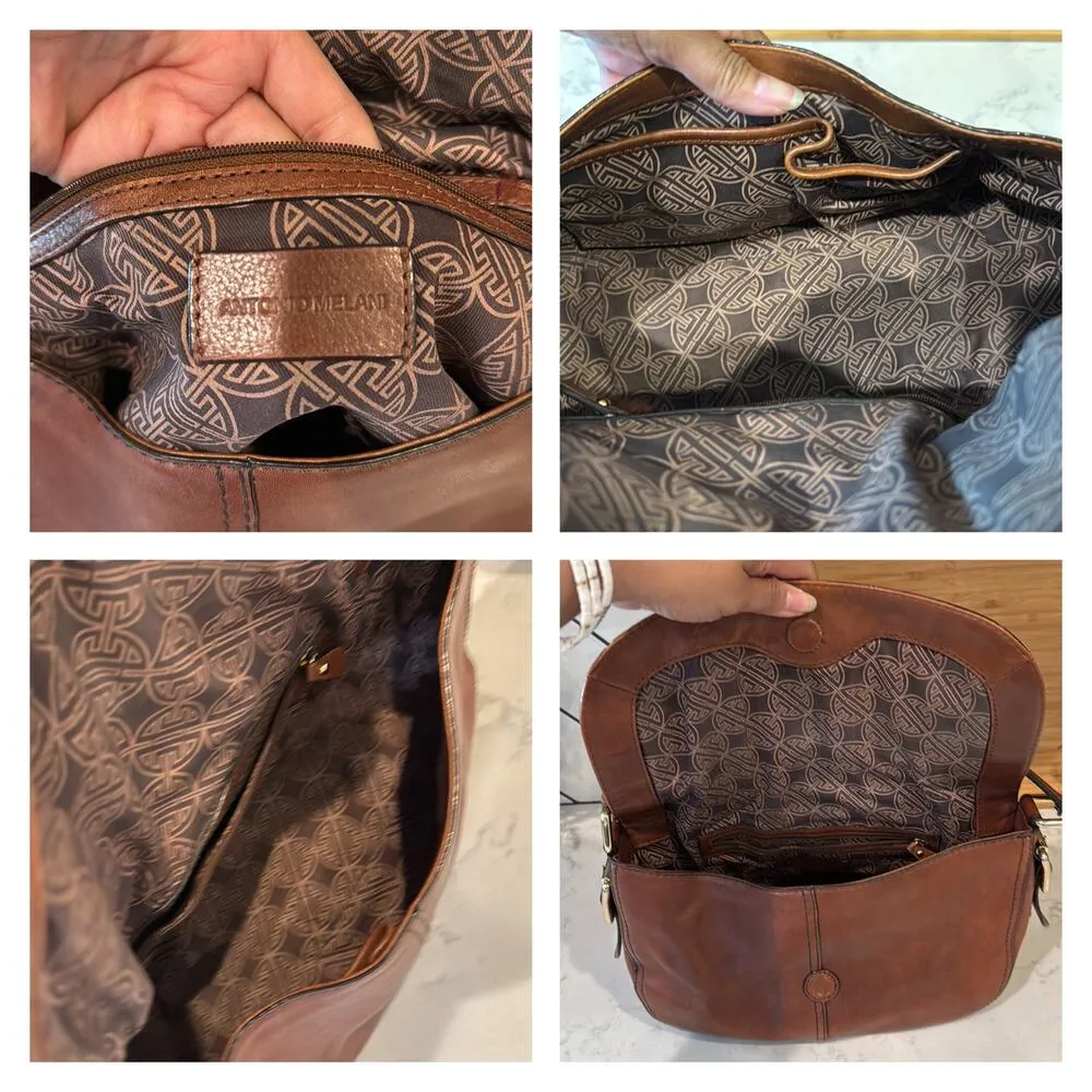 Vintage Antonio Melani gorgeous Brown supple leather shoulder bag Y2K neutral - Image 4