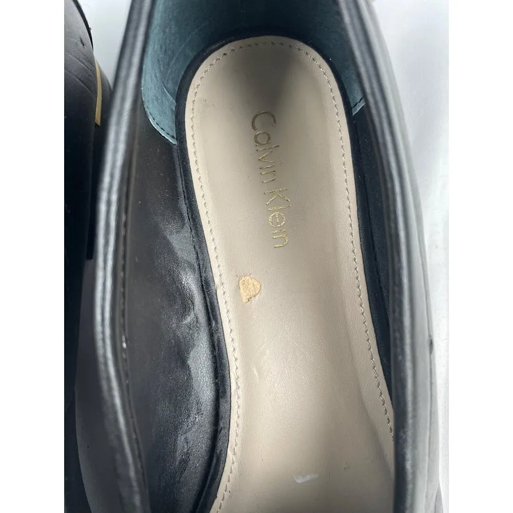 Calvin Klein Women's Black Leather Flats with gold accents/Shoes Size 8 SKU 4167 - Image 4