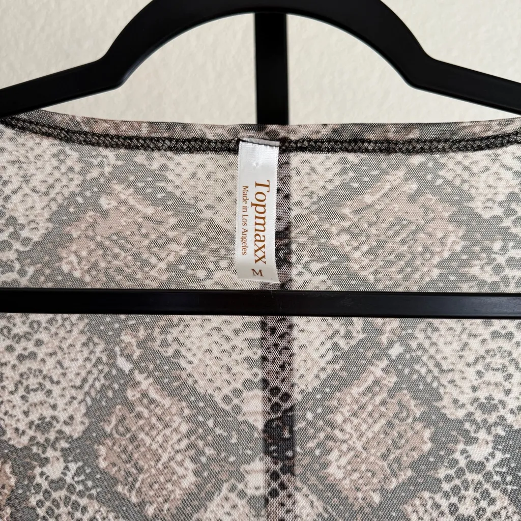 Snake Print Long Cardigan Kimono Lightweight Sheer Duster Open Front Oversized Brown Size M - Image 9