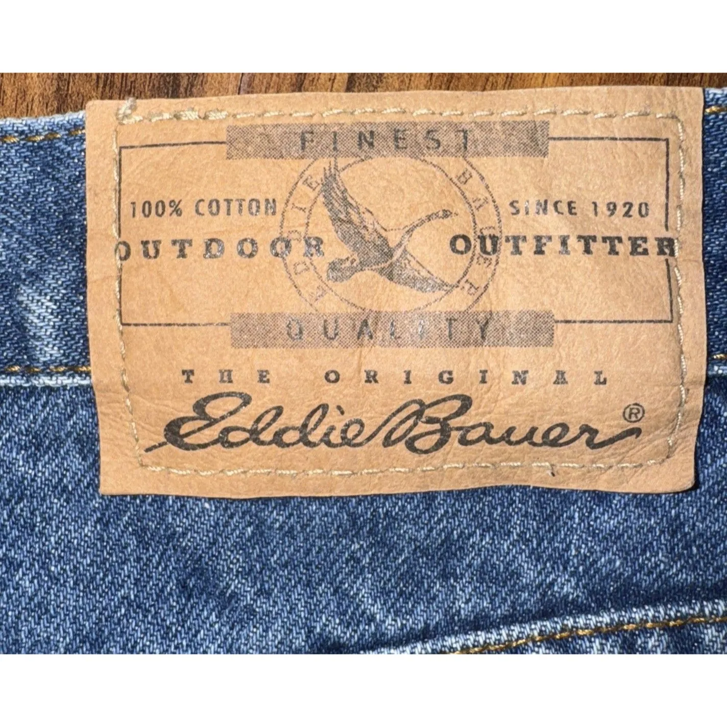 Y2K Eddie Bauer‎ Jeans Women Sz 10 Tall Blue Solid Denim Grunge Heavy Weight - Image 6